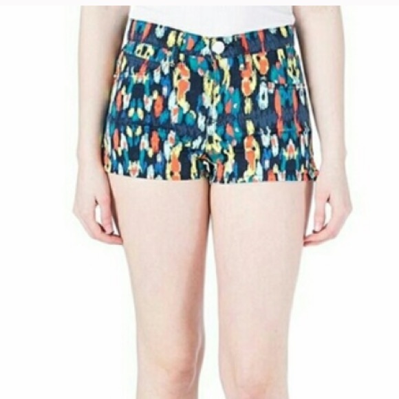 JOIE Womens Coral Denim Zippered Pocketed Belted Acid Wash Shorts main image 1
